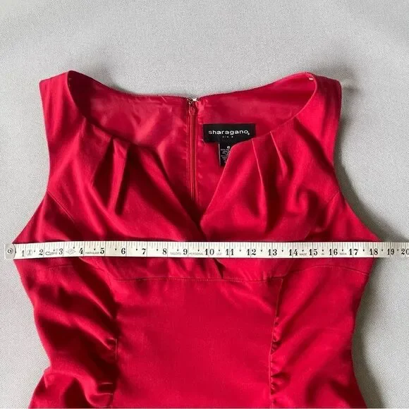 Sharagano Vintage RED Sleeveless Sexy Ruched Dress Women’s Size 10 - Picture 5 of 12